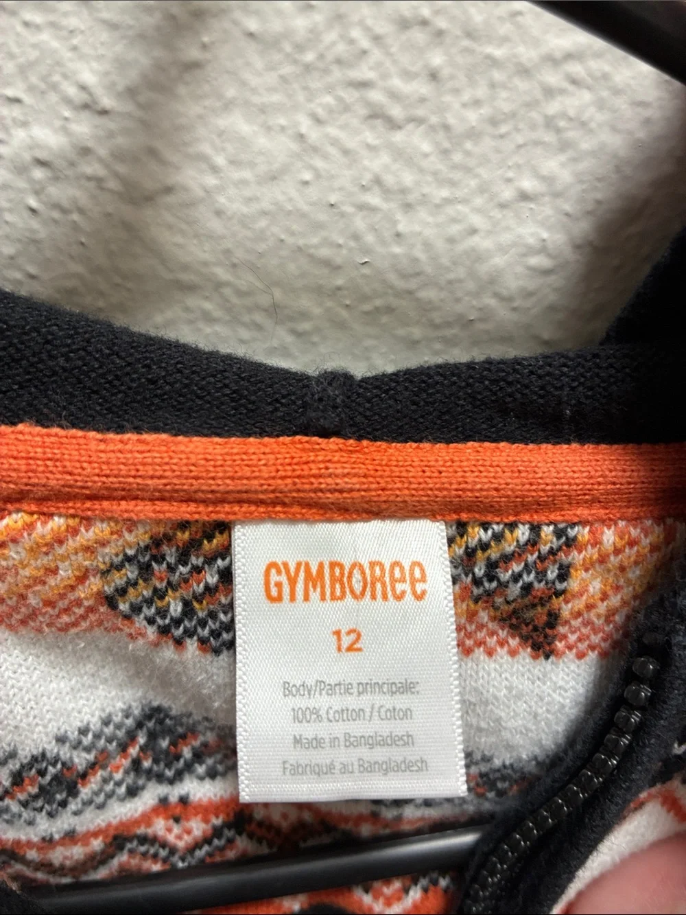 Gymboree Halloween Zip Hoodie - Orange, Black & White